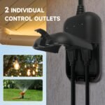 EP Outdoor Smart Plug, Waterproof IP66 WiFi Plug with 2 Individually Sockets, Compatible with Alexa & Google Assistant, Smart Outdoor Outlet for String Lights, UL Certified, Black - Image 4