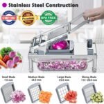 Stainless Steel Vegetable Chopper with 10 Blades - Mandoline Slicer-Pro Food Chopper with Container - Veggie Salad Onion Chopper - Potato Dicer - Tomato Cutter - Cheese Grater - Image 3