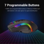 Redragon M602 Griffin RGB Gaming Mouse, RGB Spectrum Backlit Ergonomic Mouse with 7 Programmable Backlight Modes up to 8000 DPI for Windows PC Gamers (Black, Wireless) - Image 4