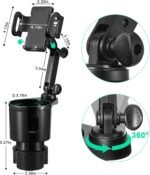 This Hill Car Cup Holder Expander Adjustable Base with Phone Mount 360° Rotation Cup Holder Cell Phone Holder for Car Compatible with iPhone All Smartphones - Image 3