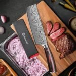 Sunnecko 7” Nakiri Knife High Carbon Steel – Extreme Sharpness Vegetable & Cleaver Knife for Clean Cuts – Multipurpose Asian Chef Kitchen knives with Sheath & Gift Box,Cooking Gifts - Image 4