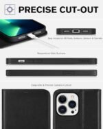 TUCCH Wallet Case for iPhone 13 Pro Max, RFID Blocking, 4 Card Slots, Stand Shockproof TPU Interior Shell, PU Leather Magnetic Flip Cover, Black - Image 5