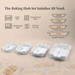 Casserole Dishes for Oven, Baking Dishes, Ceramic Bakeware Sets of 4, Rectangular Baking Pan Set with Handles for Baking, Casserole, Kitchen, Wedding Gift,White - Image 3