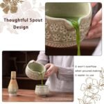 Matcha Whisk Set, Ceramic Matcha Kit Set Includes Matcha Bowl, Matcha Whisk and Holder, Bamboo Scoop, Scoop Rest, Sifter and Tea Towel - 7 Pcs Matcha Kit for Matcha Lovers (Mottled Green) - Image 3