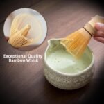 Matcha Whisk Set, Ceramic Matcha Kit Set Includes Matcha Bowl, Matcha Whisk and Holder, Bamboo Scoop, Scoop Rest, Sifter and Tea Towel - 7 Pcs Matcha Kit for Matcha Lovers (Mottled Green) - Image 4