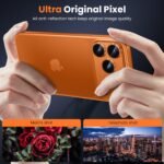 WSKEN for iPhone 17 Pro Max Camera Lens Protector - [Military Grade Shatterproof] [Strong Adhesion] Metal Aluminum Alloy Tempered Glass Camera Screen Protector, Orange Titanium - Image 3