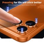 WSKEN for iPhone 17 Pro Max Camera Lens Protector - [Military Grade Shatterproof] [Strong Adhesion] Metal Aluminum Alloy Tempered Glass Camera Screen Protector, Orange Titanium - Image 5