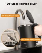 Electric Kettle Stainless Steel, 1.0L Small Water Boiler 1200W Fast Boiling, Double Wall Tea Kettle Pot Automatic Shut Off, Durable Coffee & Tea Maker/Warmer/Heater Black - Image 5