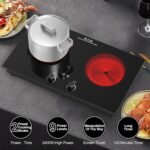 VBGK Electric Cooktop,2400W Electric Stove Top,Countertop and Built-in Hot Plate with Child Safety Lock, Timer, LED touch Knob Control,Overheat Protection,110V 2 Burner Induction Cooktop - Image 5