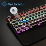 MageGee Typewriter Mechanical Gaming Keyboard, Retro Black Punk Round Keycaps RGB Rainbow Backlit Wired Keyboards for Laptop MAC PC Gamer, with Magnetic Wrist Rest - Blue Switch - Image 5