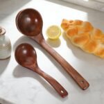 Wooden Ladle for Soup, Set of 2 Wooden Spoons for for Deep Pot, Non-Stick Wooden Spoons for Cooking & Serving, Natural Wood Sauces Porridge Soup Flatware with Long Straight Handle - Image 8