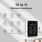 Air Quality Monitor Indoor, 10 in 1 Portable Smartair Quality Tester for CO2 | CO | TVOC | HCHO | Temp | AQI | PM0.3-1 Detection Hum for Home Cars Plants, Pets, Car, Hotel - Image 5