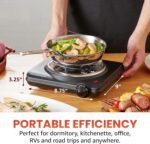 Elite Gourmet ESB100B Countertop Single Coiled Burner Electric Hot Plate, Temperature Control, Indicator Light, Easy to Clean, Black - Image 3