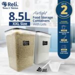 Reli. 8.5L Airtight Food Storage Containers with Lids (2 Sets) Kitchen Organizers and Storage Containers, Pantry Organizers | BPA Free Plastic XXL Set w/ 2 Measuring Cups, 6 Labels, Pen - Image 3