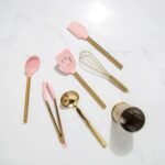 Paris Hilton Kitchen Set Tool Crock with Silicone Cooking Utensils, Stainless Steel Whisk and Ladle, 7-Piece, Pink and Gold - Image 6