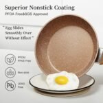 Healthy Nonstick Granite Cookware Set - 3 Pcs, Induction Skillets With Lids, PFOA Free, No Toxic Egg Omelette Frying Pan - Image 4