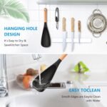 【2 Pack】Silicone Cooking Spoon for Nonstick Cookware - Wooden Handle Kitchen Spoon for Mixing, Flipping, Scraping & Serving - Heat-Resistant Spatula for Baking, Stirring (11.4'' Black 2-Pcs) - Image 5