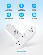 Emerson SmartVoice 4-in-1 Wall Plug, Offline 30+ Voice Control Commands, No APP, No WiFi, No Setup, Smart Outlet w/ 2 AC Outlets, USB-A & USB-C Ports, Sleep & Wake Timer, ETL - Image 6