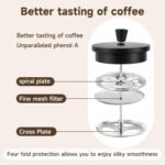 French press, borosilicate glass French press coffee maker, 3 layer stainless steel tea press,34oz large french press, suitable for home, office, kitchen, travel, fashion black - Image 5