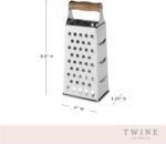 Twine Acacia Wood Handled Cheese Grater, Stainless Steel Grater, Citrus Zester, Reinforced Base, Vintage Kitchenware - Image 4