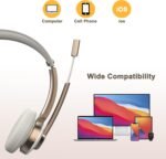 Bluetooth Headset with Microphone, Wireless Headphones with Noise Cancelling Mic, 26hrs talktime, On Ear Headphones with Mic Mute for Mac/Laptop/Zoom/Teams/Call Center/Office/Home Gold - Image 5