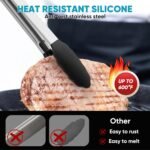 3 Pack Silicone Tongs for Cooking,Maywe Tanso 9 Inch Cooking Kitchen Tongs with Silicone Tips,Nonstick Stainless Steel Tongs for Steak Pie Pizza Pasta Spaghetti Salad BBQ Buffet - Image 3
