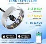 Smart Ring Health Tracking, Sleep Tracking, Heart Rate, Blood Oxygen, Blood Pressure，Fitness Ring, Activity Monitoring, 5 Days Battery, 5ATM Waterproof, No Subscription (Silver, 12#) - Image 6
