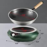 Inductio Cooktop With Wok Pan 1700W (85V~175V) 16 Levels Temperature & Power Control Induction Wok Burner with 18 Hours Timer, Auto-off, Fast & Even Heating Concave Electric Stove (Green) - Image 6