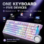 F98 Wireless Mechanical Keyboard with Knob, Thocky Creamy Keyboard with Number pad, Hot Swappable, RGB Backlit Keyboard BT 5.0/2.4G/USB-C for Mac, Laptop & PC Gaming Keyboards, Pink - Image 3