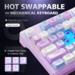 F98 Wireless Mechanical Keyboard with Knob, Thocky Creamy Keyboard with Number pad, Hot Swappable, RGB Backlit Keyboard BT 5.0/2.4G/USB-C for Mac, Laptop & PC Gaming Keyboards, Pink - Image 4