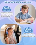 Kids Headphones, 74/85dB Safe Volume Limit, Stereo Sound, Wired On-Ear Headphones for Kids Boys Girls, 3.5mm Jack for Tablet, iPad, Kindle, YOTO Player, Airplane Travel, Blue - Image 3