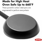 OXO Obsidian Pre-Seasoned Carbon Steel, 10" Frying Pan Skillet with Removable Silicone Handle Holder, Induction, Oven Safe, Black - Image 5
