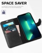 TUCCH Case Wallet for iPhone 13 Pro, RFID Blocking Card Holder Magnetic Stand PU Leather Folio Cover, Protective TPU Shockproof Inner Shell 6.1-inch 2021, Black - Image 6