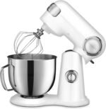 Cuisinart Stand Mixer, 12 Speed, 5.5 Quart Stainless Steel Bowl, Chef’s Whisk, Mixing Paddle, Dough Hook, Splash Guard w/ Pour Spout, White Linen, SM-50, Manual - Image 3