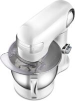 Cuisinart Stand Mixer, 12 Speed, 5.5 Quart Stainless Steel Bowl, Chef’s Whisk, Mixing Paddle, Dough Hook, Splash Guard w/ Pour Spout, White Linen, SM-50, Manual - Image 4