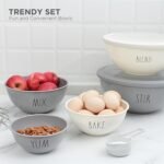 Rae Dunn Mixing Bowls with Lids - 10 Piece Plastic Nesting Bowls Set includes 5 Prep Bowls and 5 Lids (Grey) - Image 3