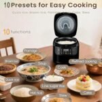 Mini Protable Smart Rice Cooker,2L,5 Cups Cooked/3 Cups Uncooked, 400W Non-Stick Rice Maker, 24 hours Timer Delay,10 Functions,Fast Cooker - Image 4
