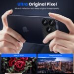 WSKEN for iPhone 17 Pro Max Camera Lens Protector, [Military Grade Shatterproof] [Strong Adhesion] Metal Aluminum Alloy Tempered Glass Camera Screen Protector, Crabon Fiber Texture - Image 3