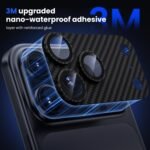 WSKEN for iPhone 17 Pro Max Camera Lens Protector, [Military Grade Shatterproof] [Strong Adhesion] Metal Aluminum Alloy Tempered Glass Camera Screen Protector, Crabon Fiber Texture - Image 4