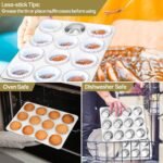 TeamFar 12-Cup Muffin Pan, Stainless Steel Cupcake Pans Muffin Tin Set for Oven Baking Mini Brownies Quiches Tarts, Non Toxic & Regular Size, Dishwasher Safe – Set of 2 - Image 4