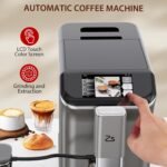 Fully Automatic Espresso Machine, 20 Bar Coffee Espresso Machine with Grinder & Automatic Milk Frother for Latte, Cappuccino, 7 Coffee Varieties, One-Touch Single/Double Shot for Espresso - Image 4