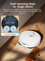 Lefant M3 Robot Vacuum, Auto Mop Washing, 12000Pa Suction, Self-Emptying & Refilling, 9mm Mop Lifting, 200RPM Spinning Mops, Smart Obstacle Avoidance, White - Image 4