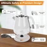 Electric Tea Kettle, 1350W /1.8L Hot Water Boiler Heater Pot, Retro Electric Kettle, Stainless Steel Electric Teapot, Auto Shut-Off & Boil-Dry Protection,White - Image 5