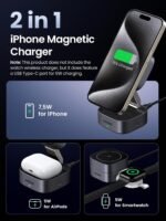 UGREEN MagFlow Magnetic Foldable Charging Station, 2-in-1 Fast Wireless Charger Compatible with iPhone 17 17 Air 17 Pro 17 Pro Max 16 15 14 13 12, Airpods3 2 Pro (No AC Adapter) - Image 3