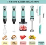 4 in 1 Corded Hand Blender Includes Food Chopper, Mixing Beaker Milk Frother and Whisk 600W Handheld Blender with Stainless Steel Blade, Baby Food Blender - Image 3