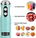 4 in 1 Corded Hand Blender Includes Food Chopper, Mixing Beaker Milk Frother and Whisk 600W Handheld Blender with Stainless Steel Blade, Baby Food Blender - Image 4