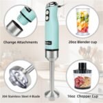 4 in 1 Corded Hand Blender Includes Food Chopper, Mixing Beaker Milk Frother and Whisk 600W Handheld Blender with Stainless Steel Blade, Baby Food Blender - Image 5