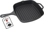 Jim Beam , Pre Seasoned Cast Iron Square Skillet with Ridges, 16", Black - Image 3