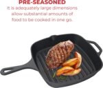 Jim Beam , Pre Seasoned Cast Iron Square Skillet with Ridges, 16", Black - Image 5