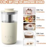 WOOLALA 5-In-1 Portable Electric Kettle DIY Differen Drinks, 110V Milk Tea Machine Coffee Maker Auto Stir Milk Foam Maker 350ML Personal Travel Mug, 7Minutes Fast Boiling - Image 4